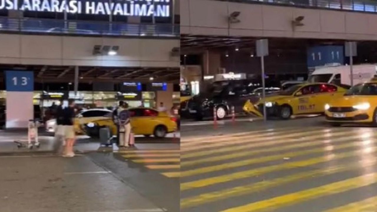 Sabiha Gökçen'de taksi terörü: Önüne gelen her şeye çarptı