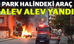 Park halindeki araç alev alev yandı