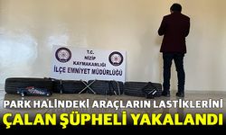 Gaziantep'te park halindeki araçların lastiklerini çalan şüpheli yakalandı