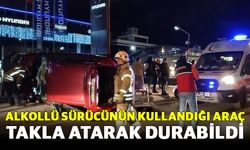 Alkollü sürücünün kullandığı araç takla atarak durabildi