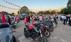 Gaziantep'te motosiklet sürücüleri İsrail'i protesto etti