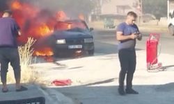 Gaziantep'te seyir halindeki otomobil alev topuna döndü