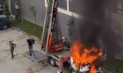 Ev taşıma kabusa döndü! Vinç alev aldı! Vatandaşlar seferber oldu