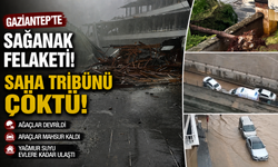 Gaziantep sağanak ve fırtınaya teslim oldu! Tribün çöktü, araçlar mahsur kaldı, ağaçlar devirildi