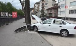 Şok kaza! Virajı alamayan sürücü ağaca çarptı!
