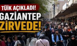 TÜİK açıkladı! Gaziantep zirvede…