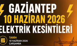 Gaziantep 10 Haziran 2026 Çarşamba elektrik kesintileri