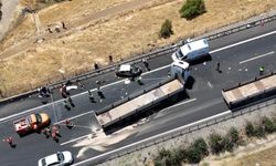 Gaziantep'te 2 kişinin öldüğü zincirleme kaza bölgesi dron ile görüntülendi!