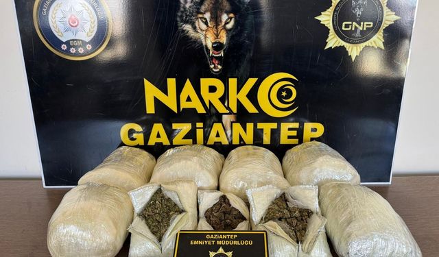 Gaziantep’te bir araçta 5 kilo skunk ele geçirildi