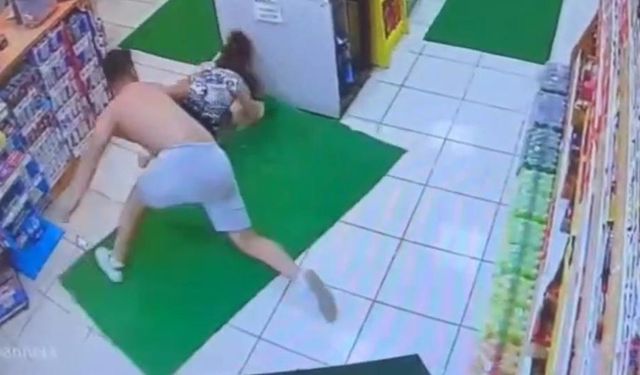 Akaryakıt istasyonunda kadına şiddet ve gasp anları kamerada!