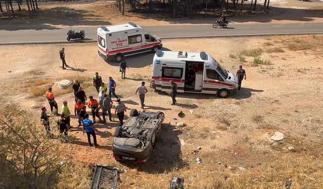 Gaziantep'te 5 metreden şarampole uçan otomobilin sürücüsü yaralandı