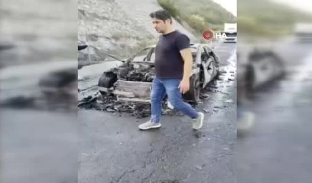 Gaziantep Otoyolunda yangın çıktı! Otomobil küle döndü: Video haber...
