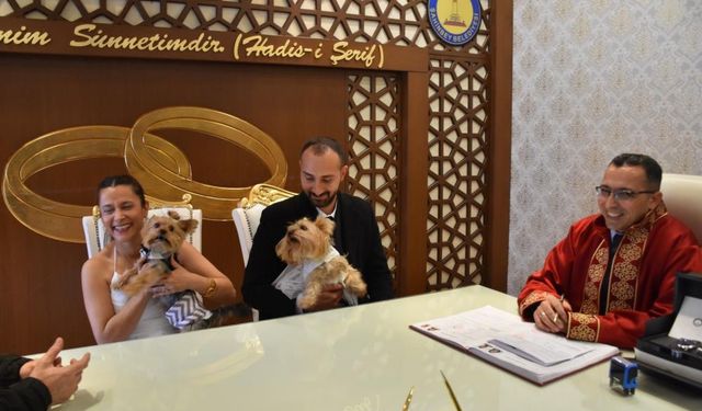 Gaziantep’te köpekleriyle birlikte mutluluğa "evet" dediler!
