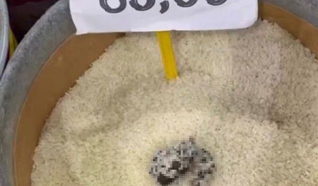 Markette skandal görüntü: Pirinçten dışkı çıktı!