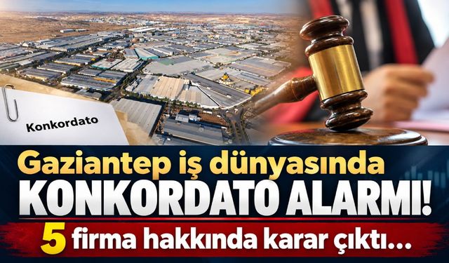 Gaziantep iş dünyasında konkordato alarmı! 5 firma hakkında karar çıktı…