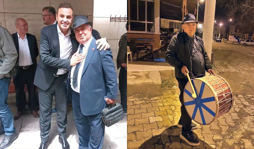 'Şapkalı muhtar' yine şapka çıkarttı: Davulcu bulamayan muhtar kendisi çalmaya başladı