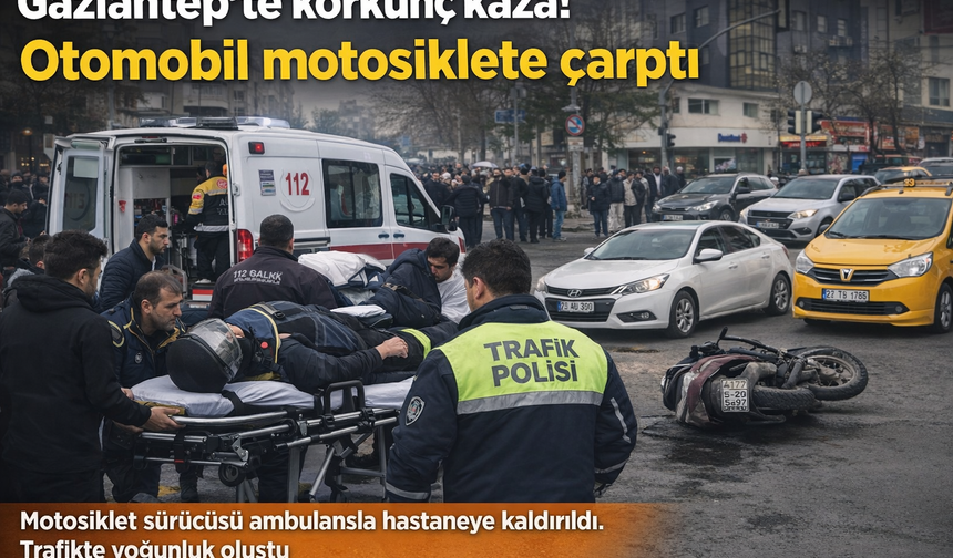 Gaziantep’te feci kaza! Otomobil motosiklete çarptı