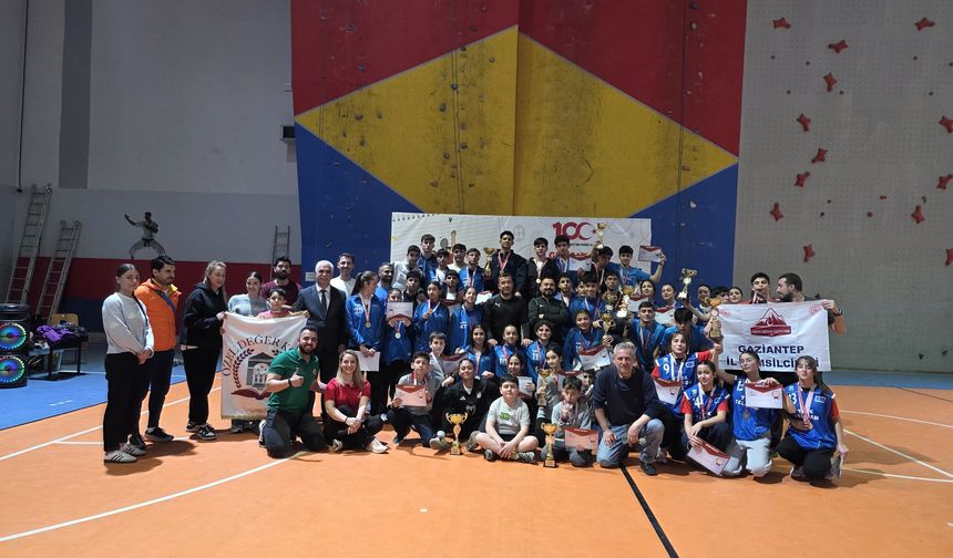 Gaziantep’te zirve mücadelesi: Genç tırmanışçılar duvarı titretti