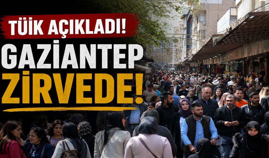 TÜİK açıkladı! Gaziantep zirvede…
