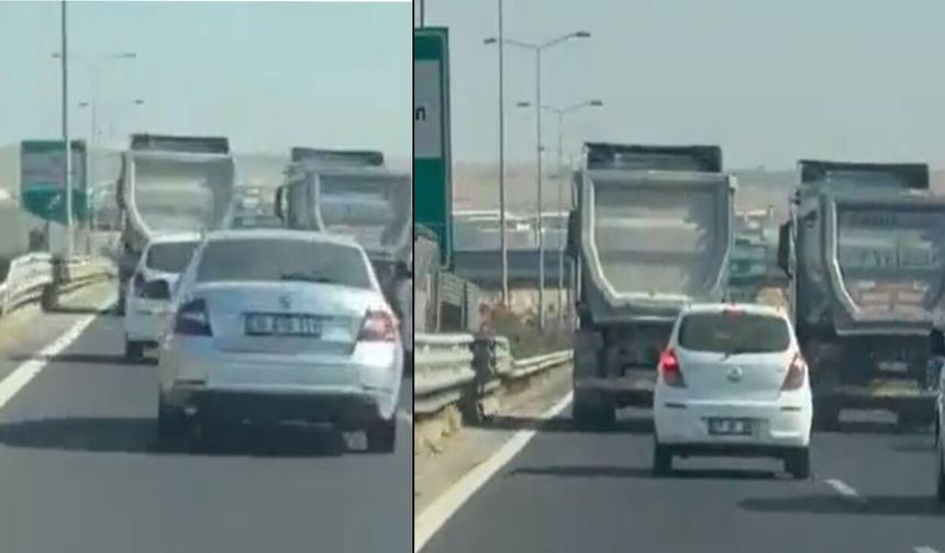Gaziantep Çevre Yolu’nda şok görüntüler! Şeridi kapatıp, yol vermediler…