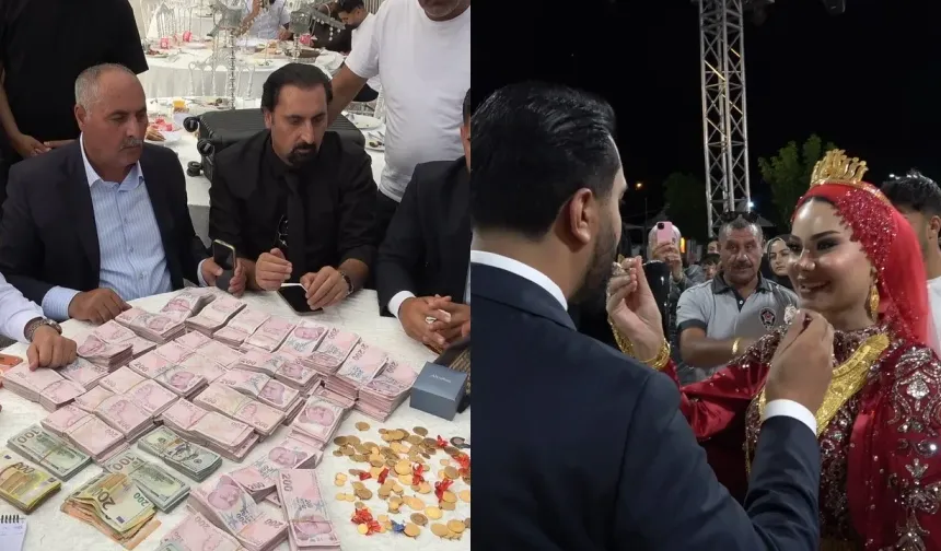 Düğüne para sayma makinesi kuruldu! Damada 20 milyon TL, geline kilolarca altın…