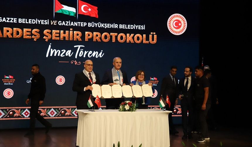 Gaziantep’te tarihi protokol! Büyükşehir ile Gazze kardeş oldu…