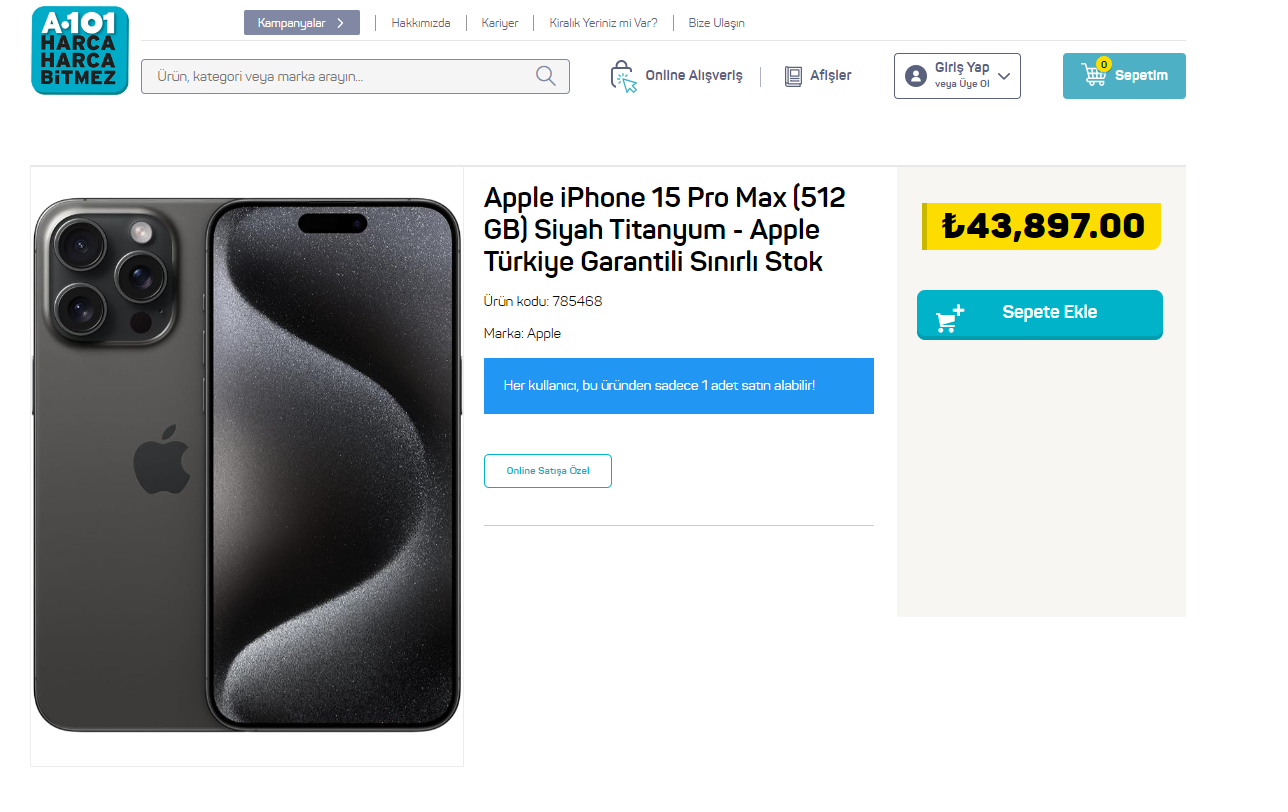 A101 Kopyası Site Ürün