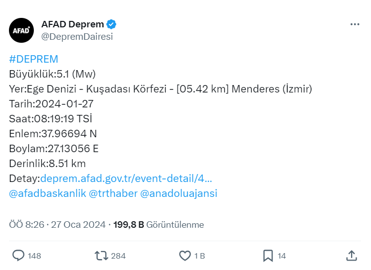 Afad Deprem Açıklaması