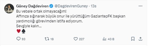Gaziantep FK’da Neler Oluyor! Devam Kararından Sonra İstifa!