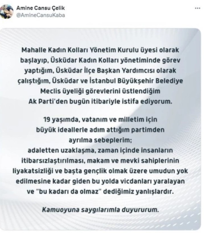 SONUÇ VE GELECEK PLANLARI
İki yıl önceki istifasının ardından bağımsız olarak siyasetine devam eden Amine Cansu Çelik, CHP çatısı altında Üsküdarlılara hizmet etme arzusunu taşıyor. Çelik'in, Üsküdar Belediye Meclisi'nde 1. sıra adayı olarak seçilmesi durumunda, ilçenin önemli karar organlarında etkili bir rol oynaması bekleniyor.
