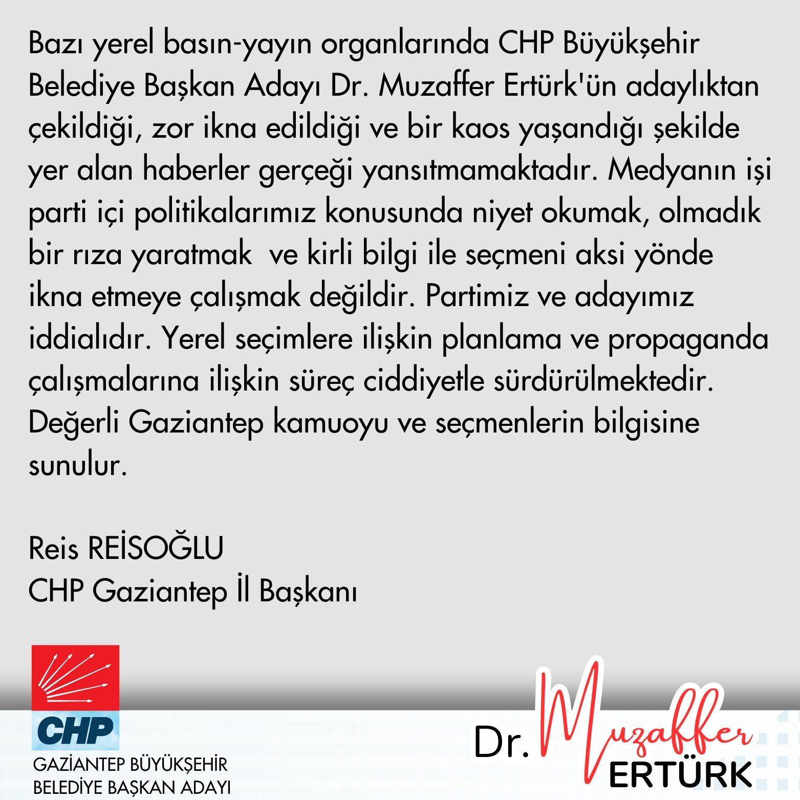 Reis Reisoğlu'nun Açıklaması