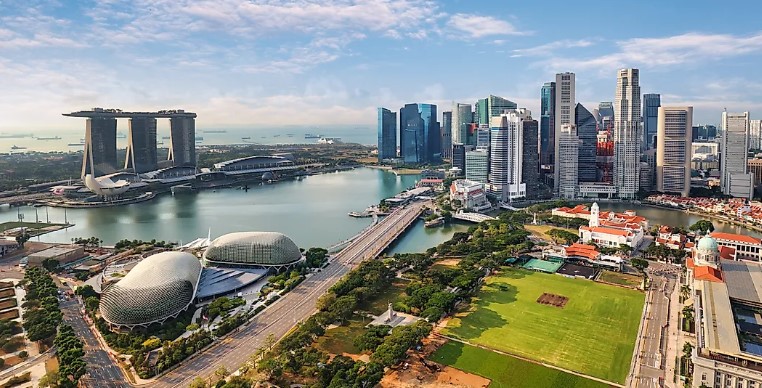 Singapur Sehrinin Havadan Görünümü