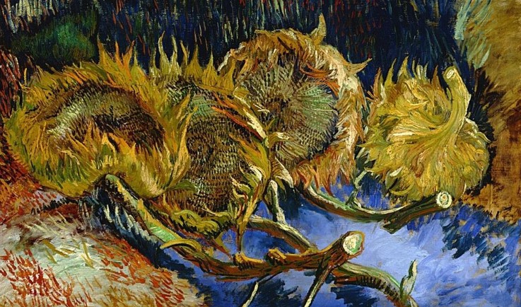 Kesilmiş Dört Ayçiçeği, 1887, Tuval üzerine yağlı boya, 60 x 100 cm, Kröller-Müller Museum, Otterlo, Hollanda.