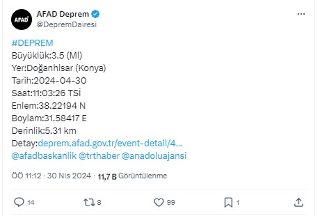 Depremden sonra olumsuz bir açıklama yapılmadı.