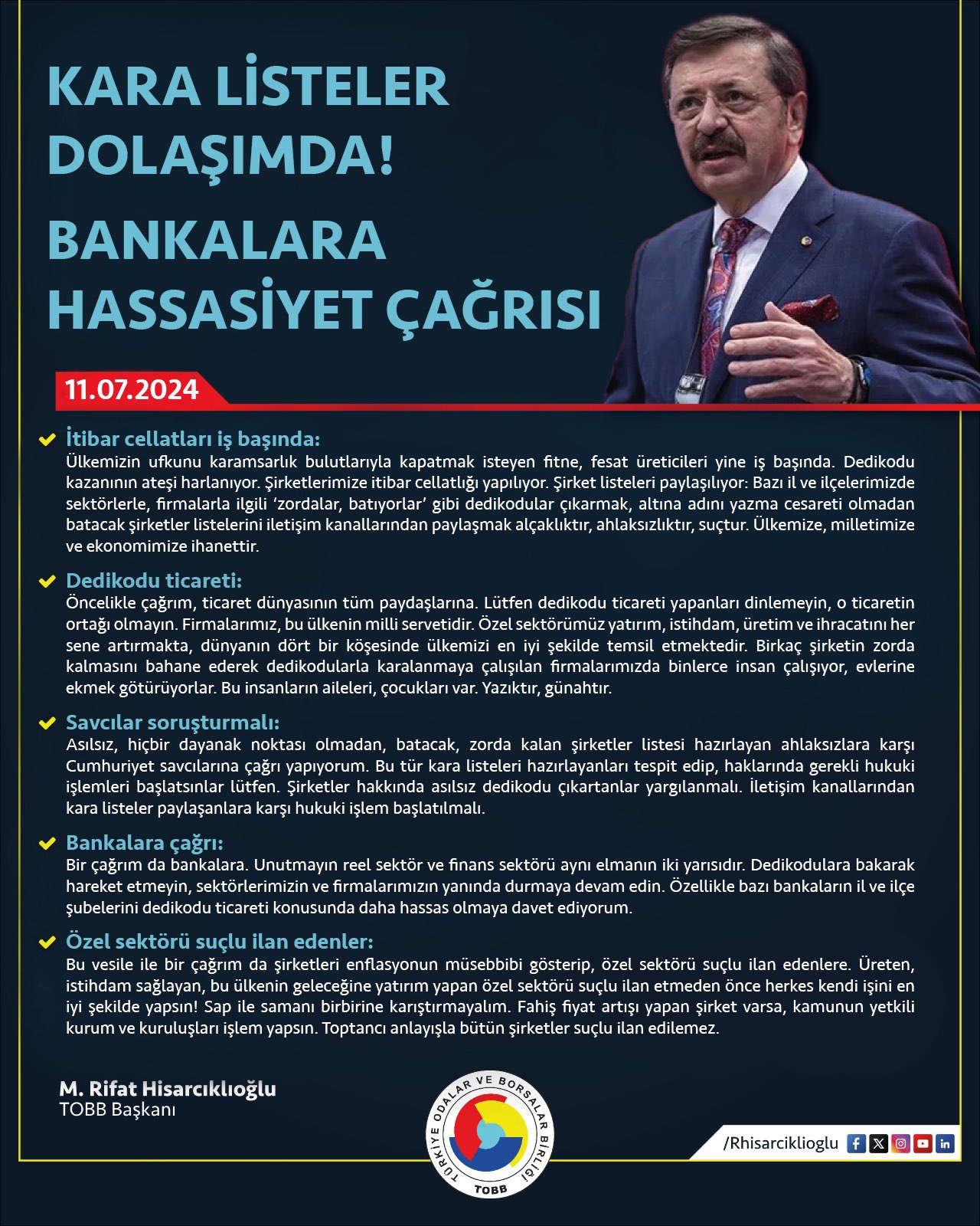 Tobb Başkanı’ndan Sert Açıklamalar Kara Listeler Dolaşımda! Şirketlere Itibar Cellatlığı Yapılıyor-1