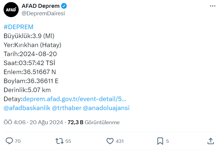 Komşu Ilde Deprem Oldu!