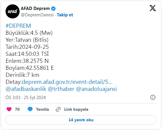 Deprem Bitlis