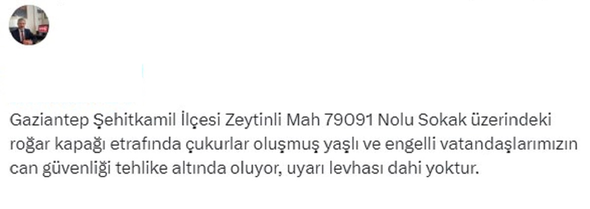 Gaziantep Bazı Rögar Kapakları Tehlike Saçıyor