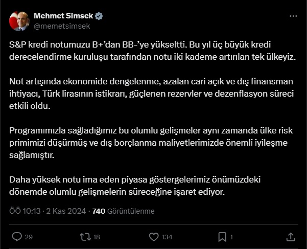 Bakan Şimşek Twit