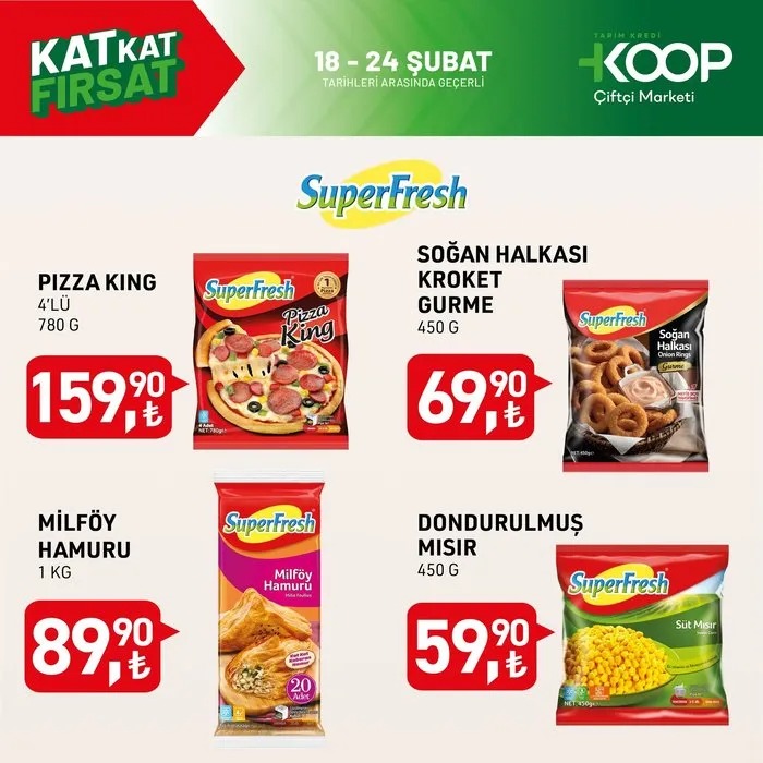 DONUK ÜRÜNLERDE CAZİP FİYATLAR
Hazır yiyecek kategorisinde de avantajlı ürünler tüketicileri bekliyor. Pratik kullanım sunan milföy hamuru bu hafta 89,90 TL'den satışa sunuluyor. Dondurulmuş mısır ise 59,90 TL fiyatıyla yaz lezzetlerini sofralarınıza taşımak isteyenlere hitap ediyor.
