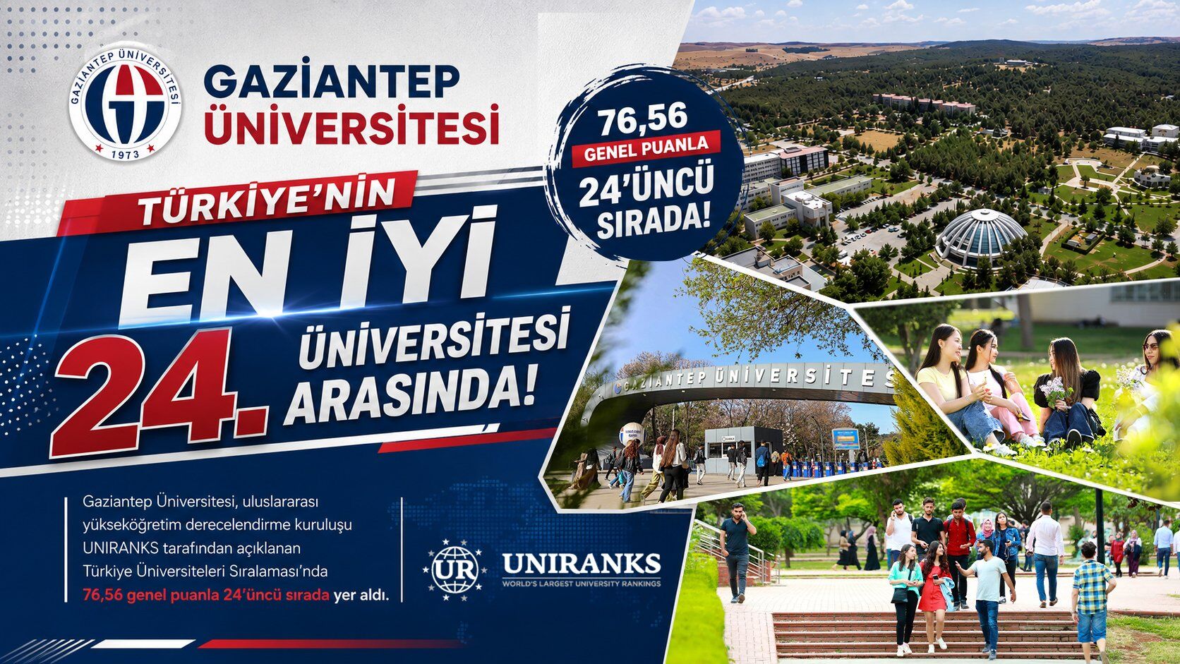 Gaziantep Üniversitesi Türkiye’nin en iyi 24 üniversitesi arasında