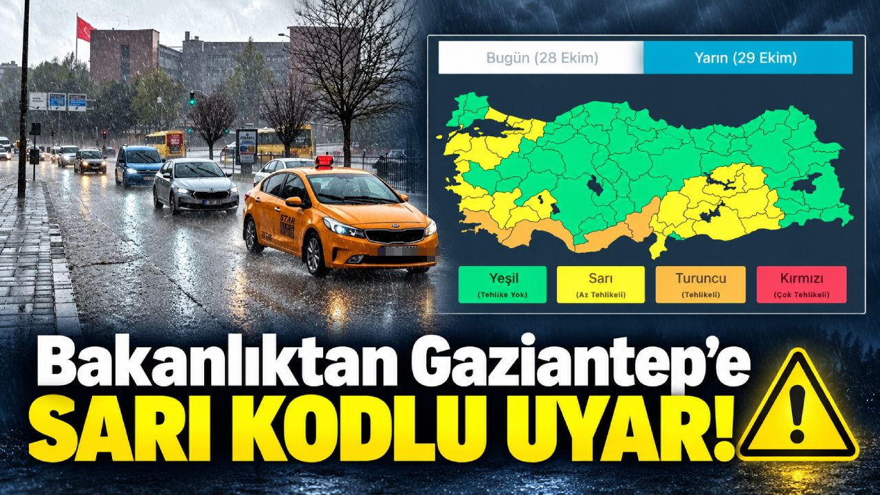 Bakanlıktan Gaziantep’e sarı kodlu uyarı!